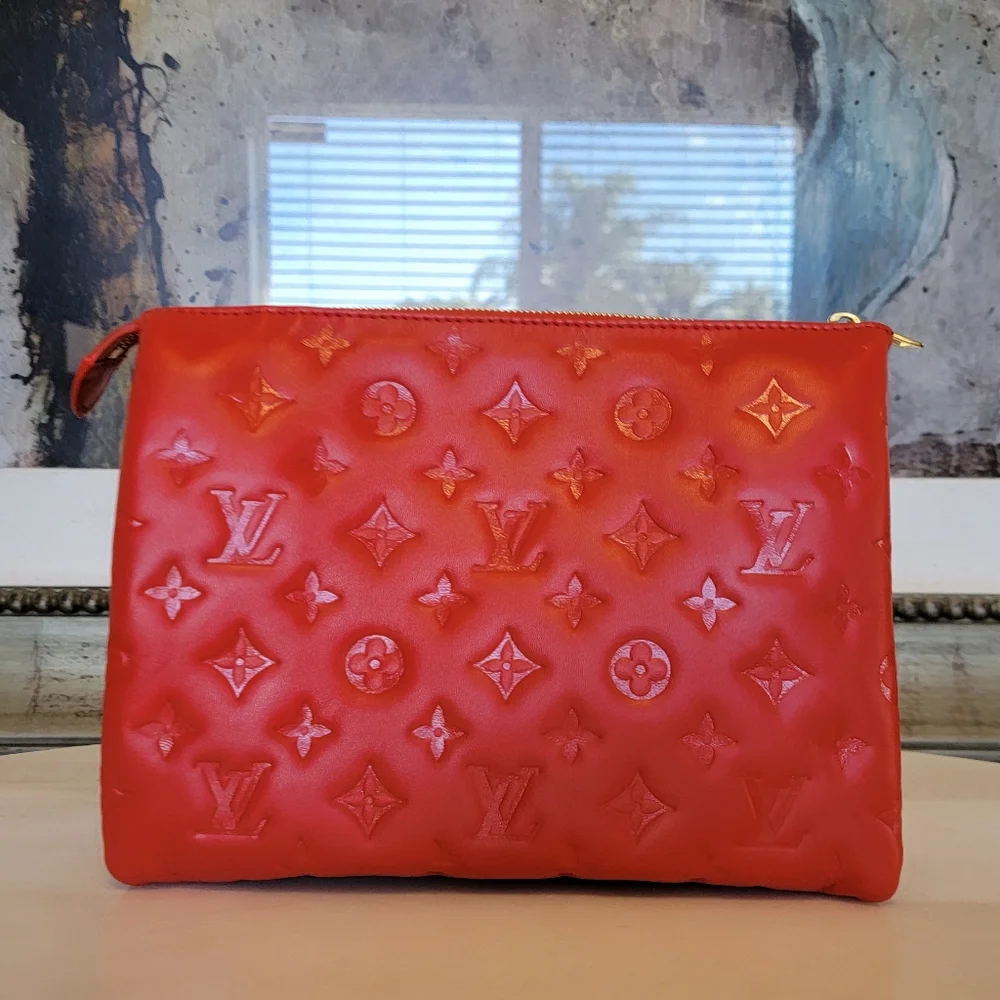 Louis Vuitton Coussin PM Crossbody Shoulder Bag Chain Rare Red Leather - Picture 6 of 13